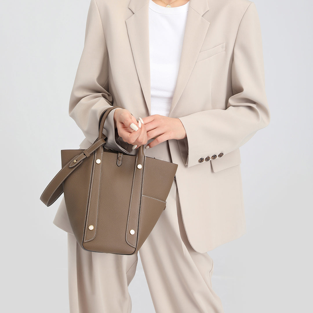Handmade Etoupe TOGO Leather Picotin Tote Bag