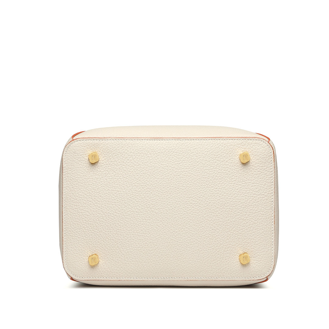 Handmade White TOGO Leather Shoulder Bucket Bag