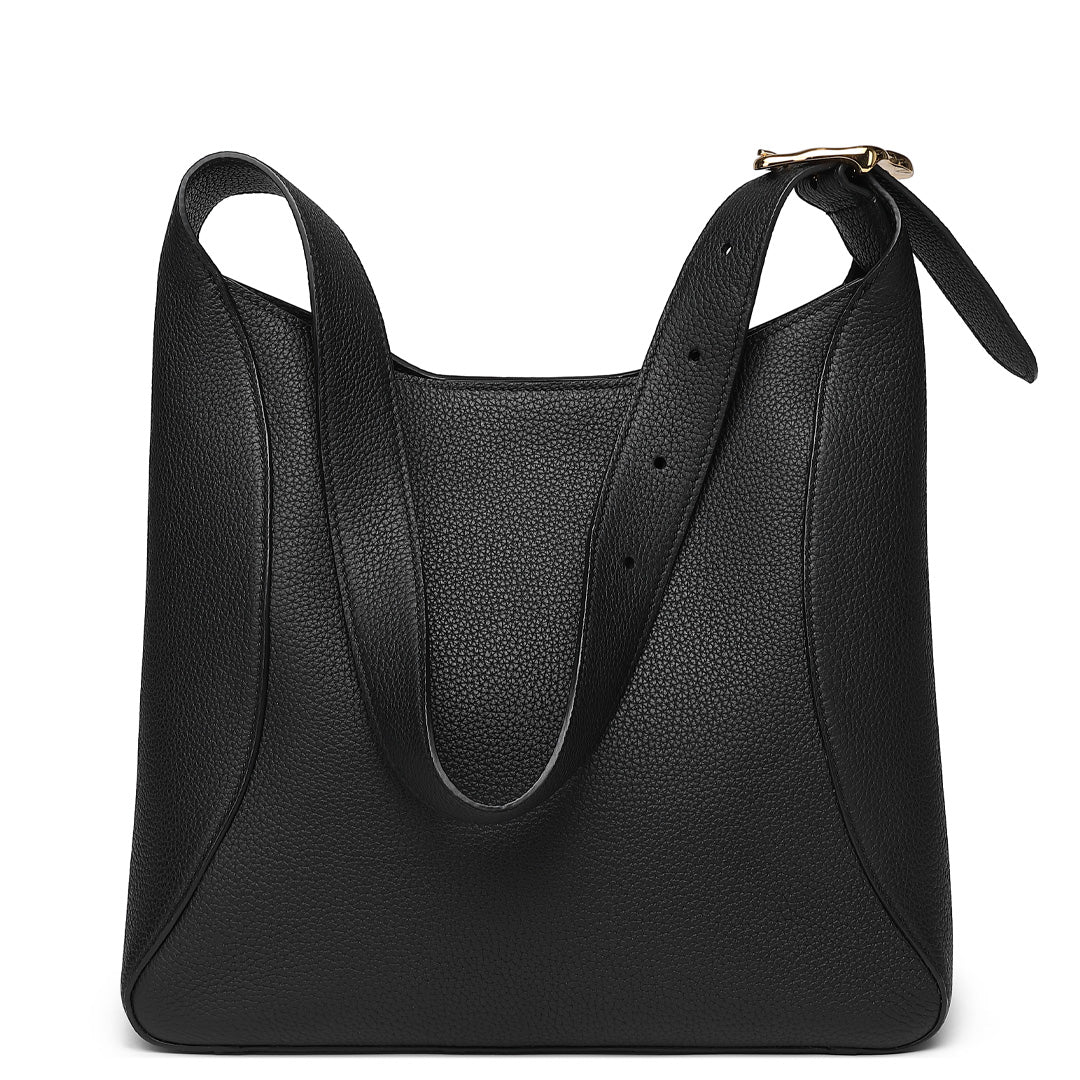 Handmade Black TOGO Leather Shoulder Hobo Bag