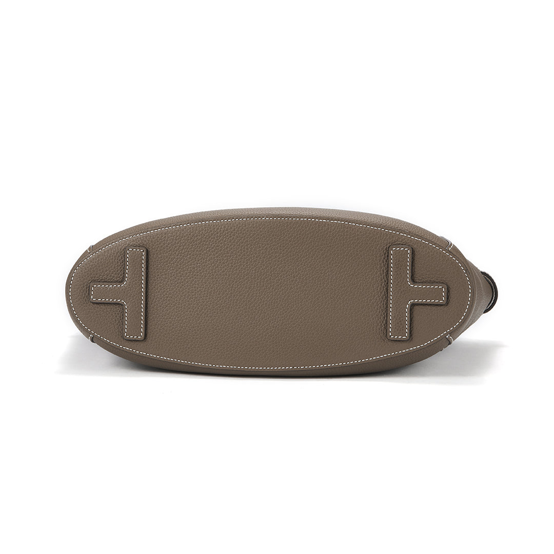 Handmade Etoupe TOGO Leather Shoulder Tote Bag