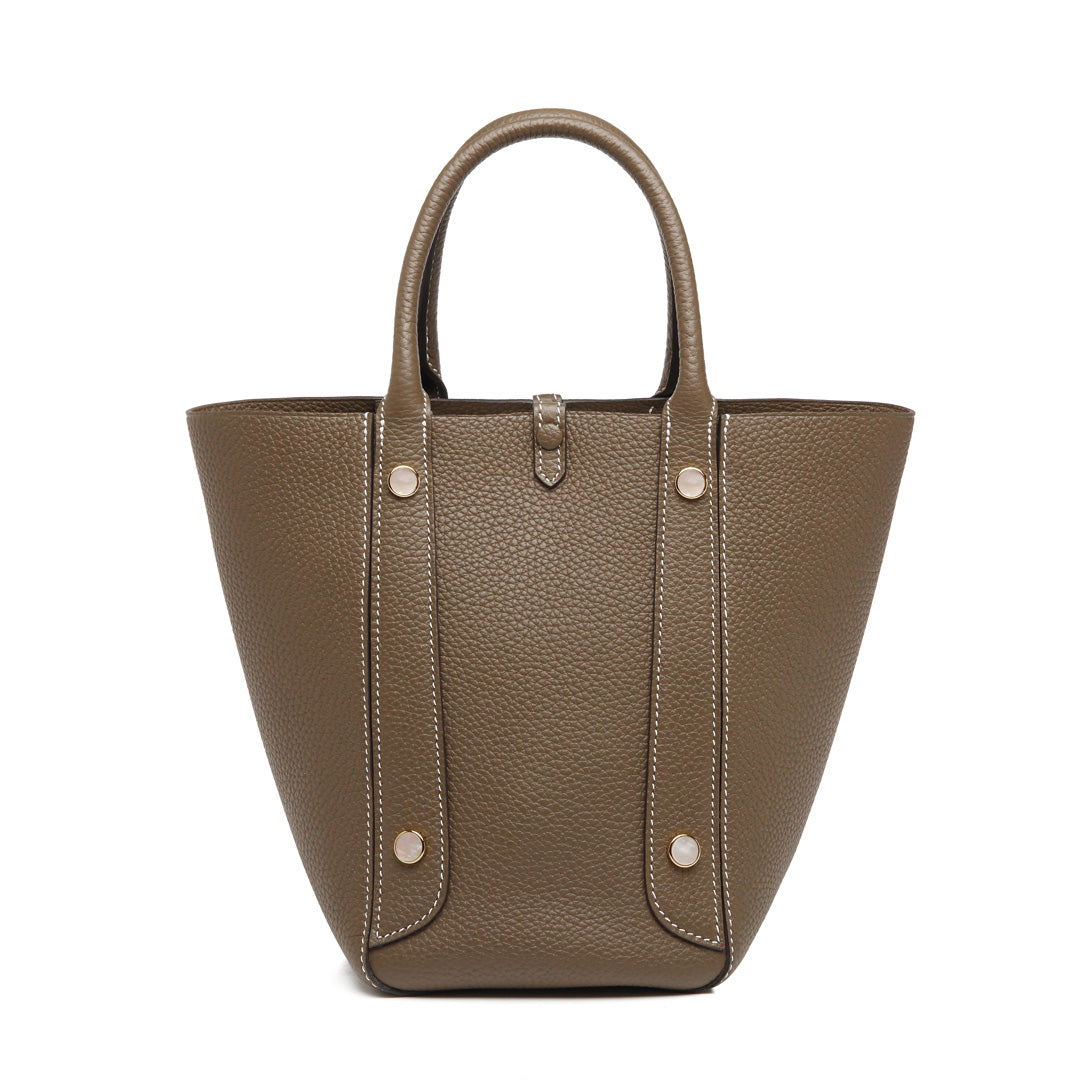 Handmade Etoupe TOGO Leather Picotin Tote Bag - Small