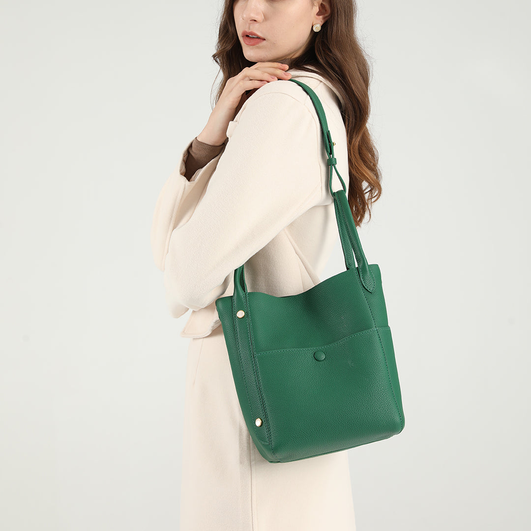 Handmade Green TOGO Leather Picotin Tote Bag