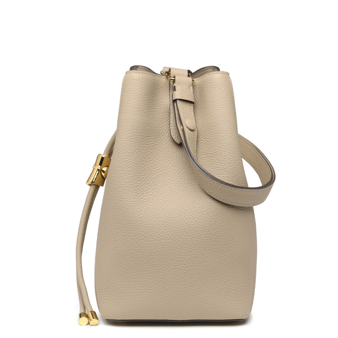 Handmade Apricot TOGO Leather Shoulder Bucket Bag