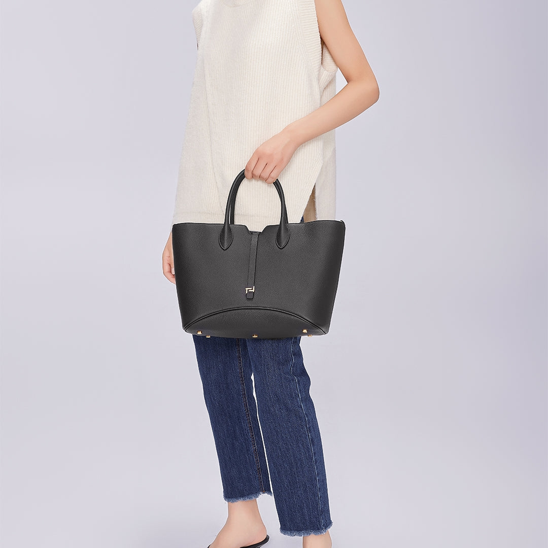 Handmade Black TOGO Leather Tote Bag