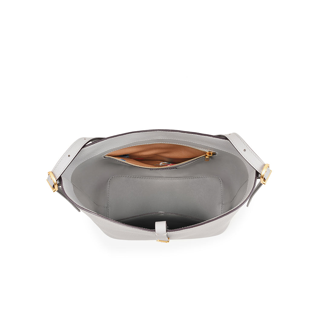 Handmade Gray TOGO Leather Bucket Bag