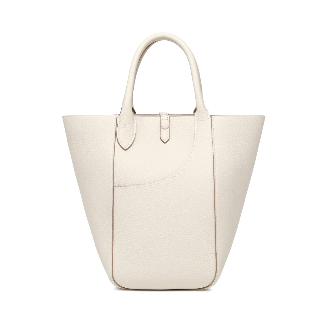 Handmade Cream White TOGO Leather Picotin Tote Bag - Small