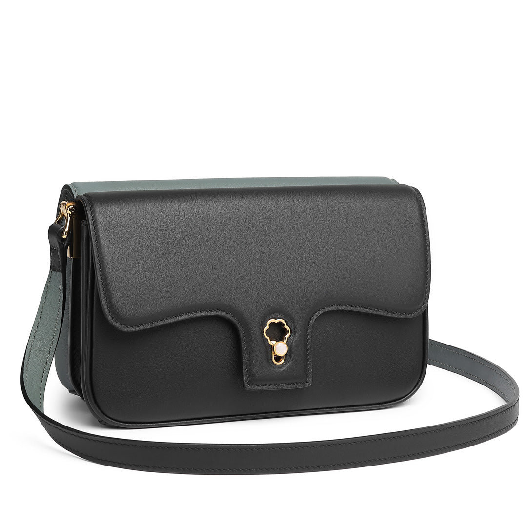 Handmade Blue SWIFT Leather Crossbody Gemini Saddle Bag