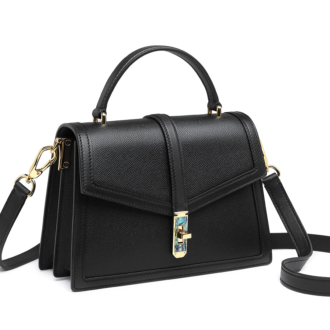 Handmade Black EP SWIFT Leather Organ Crossbody Bag