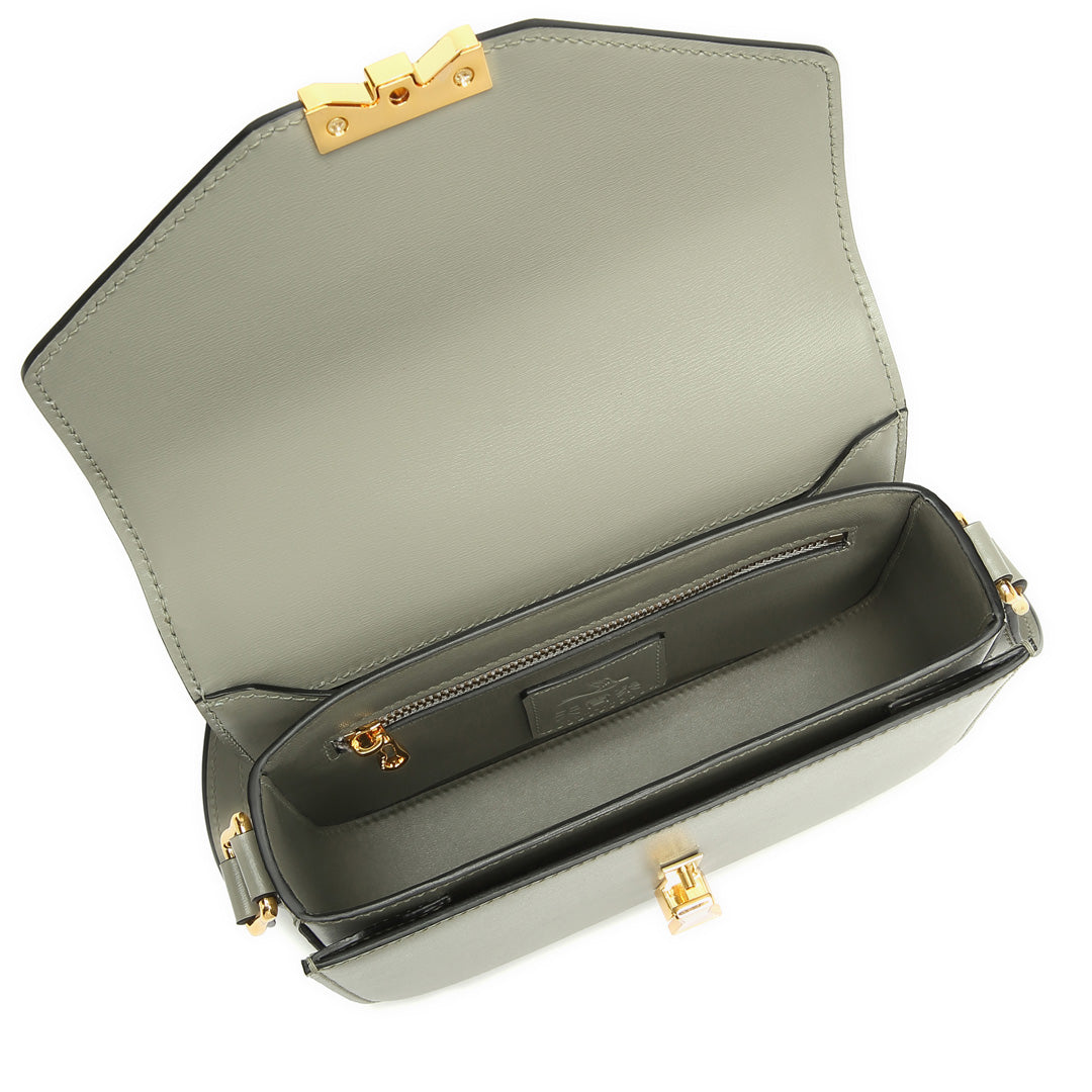 Handmade Green BOX Glossy Leather Tofu Crossbody Bag