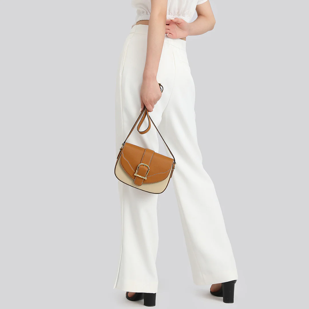 Handmade SWIFT Leather Crossbody Flap Saddle Bag