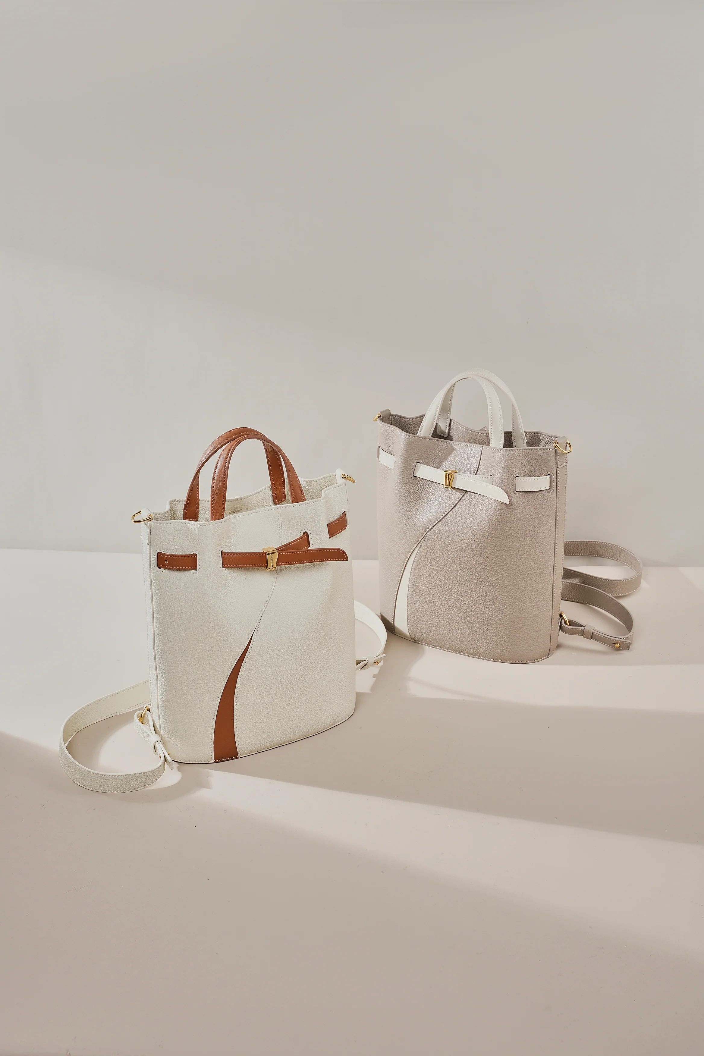 Functional Leather Bucket Bag Small Size