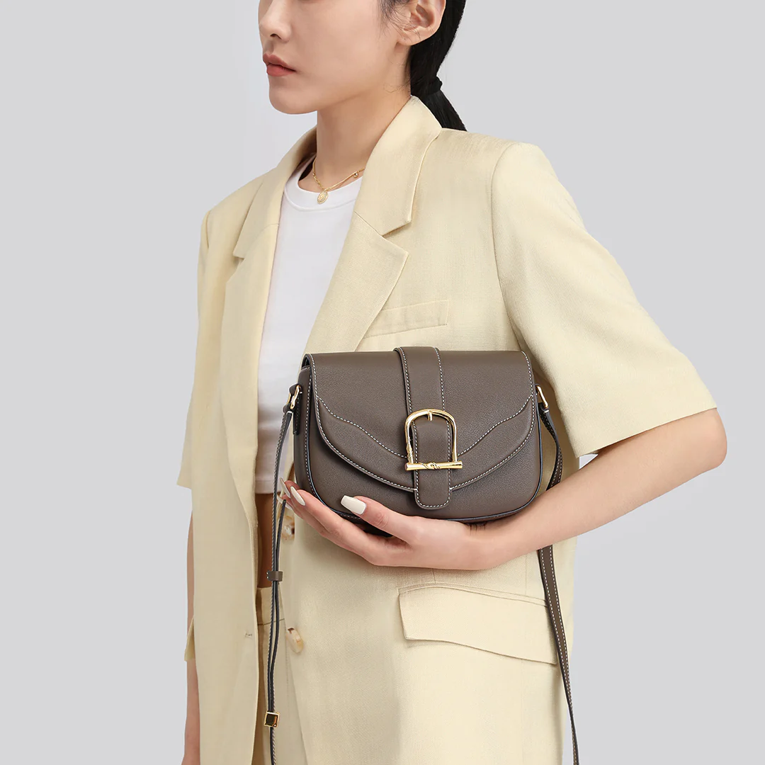 Handmade SWIFT Leather Crossbody Flap Saddle Bag