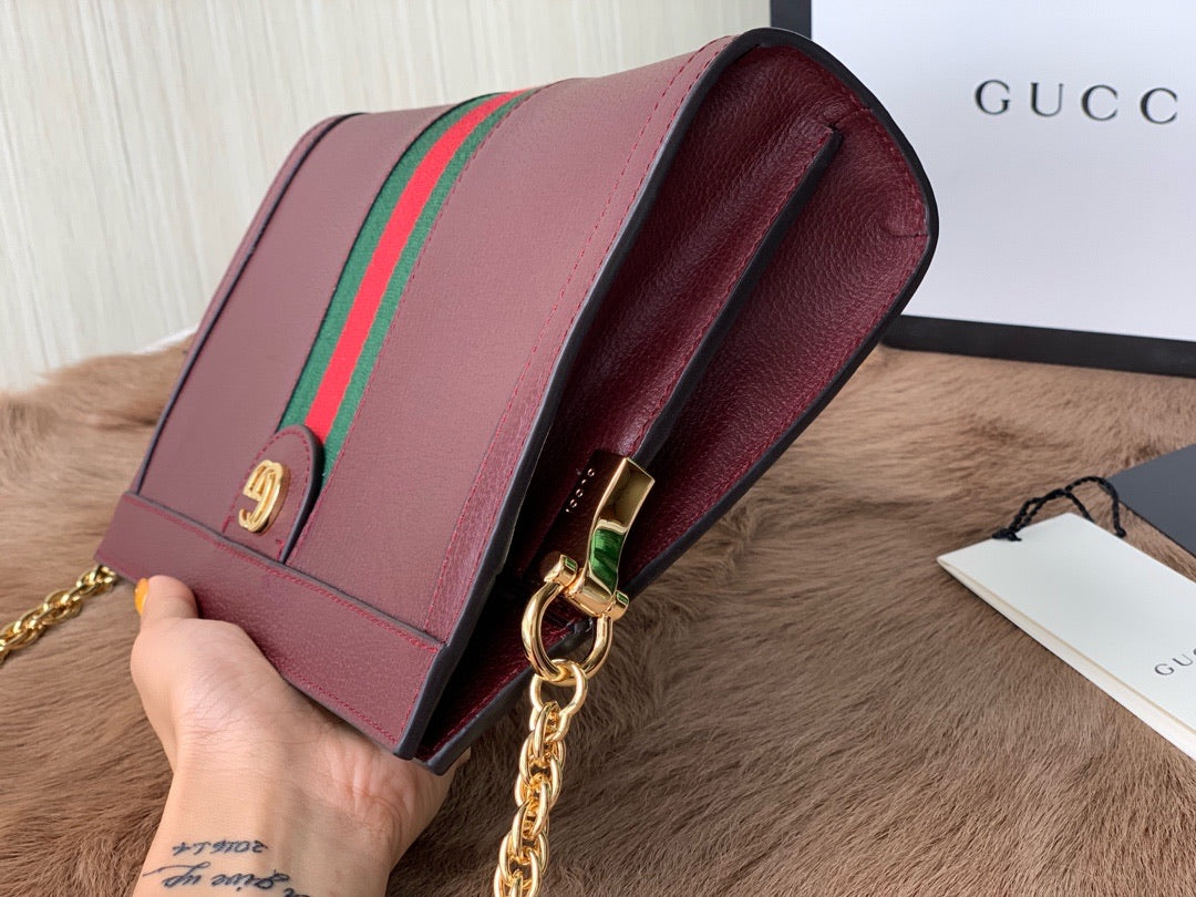 [TOP] GUCC! Ophidia Shoulder Bag Small - Burgundy - Gucci