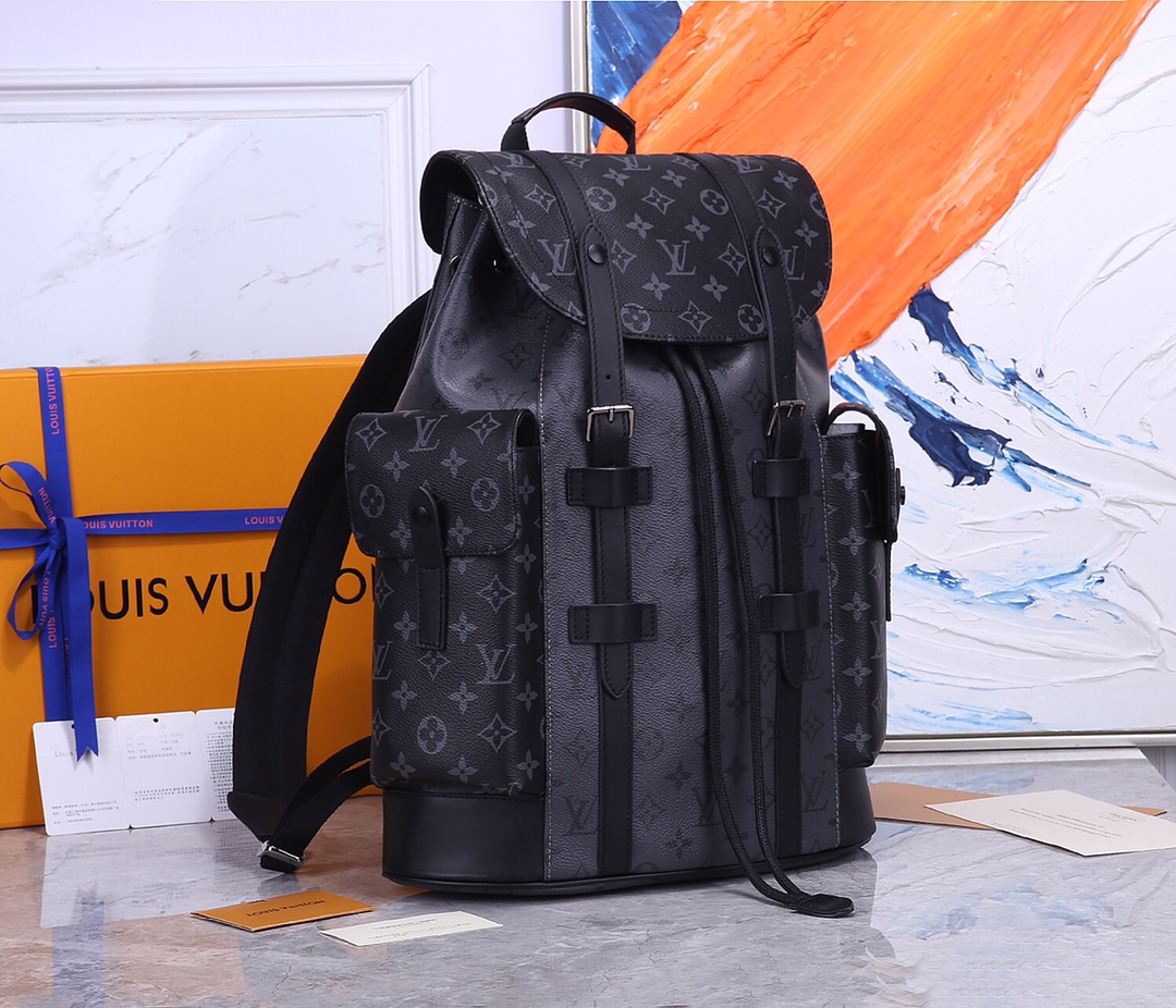 [TOP] L&V Christopher Backpack-Monogram Eclipse Reverse - LV Louis Vuitton