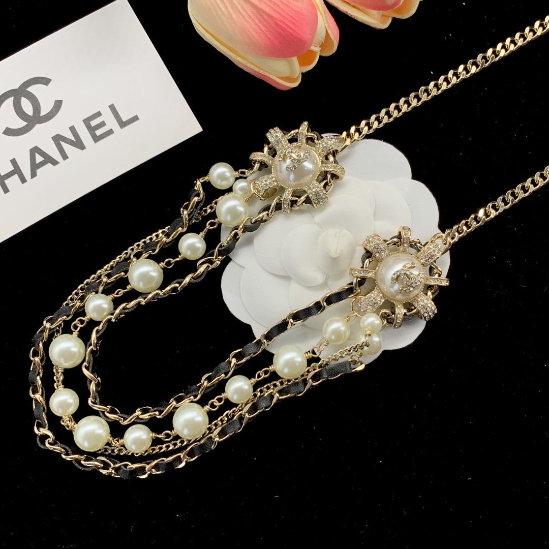 [TOP] CH@NEL Pearl/Diamond Choker Necklace - Chanel