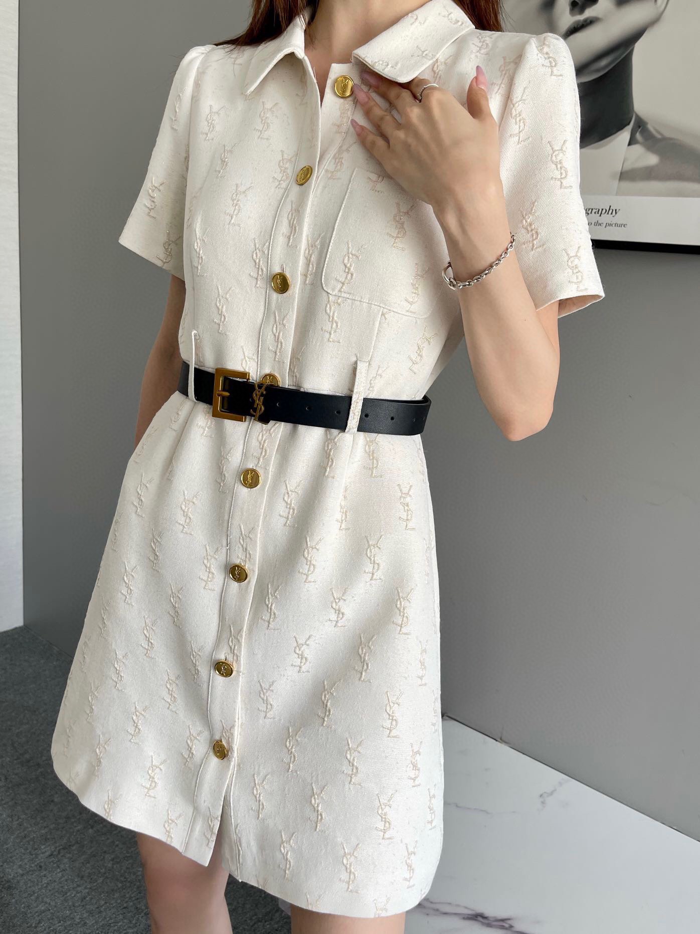 [TOP] Y$L Dress with Belt - Ysl Yves Saint Laurent
