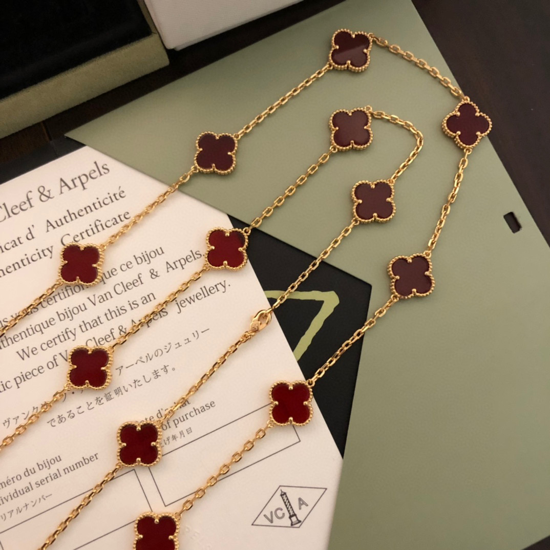 [TOP] V@nCleff Long Necklace 20 Flowers - Red Black Blue - Vancleff