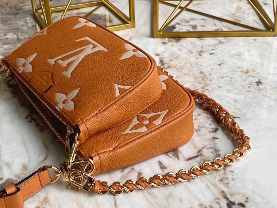 [TOP] L&V L*V Multi Pochette Empreinte Bi-Color Bag - Brown & White - LV Louis Vuitton