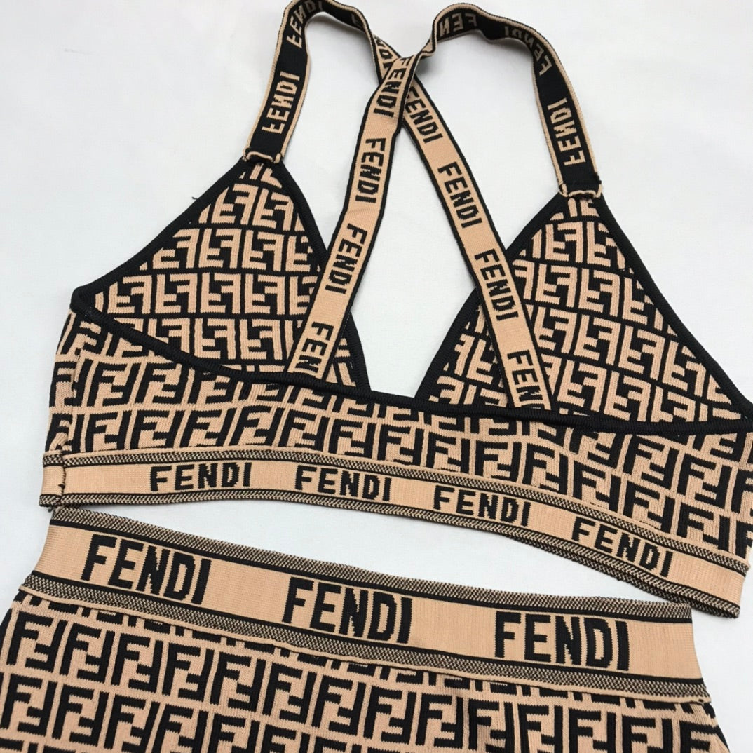 [TOP] F€NDI F€ndi High-waist Knitted Swimsuit - Black and Tobacco - Fendi