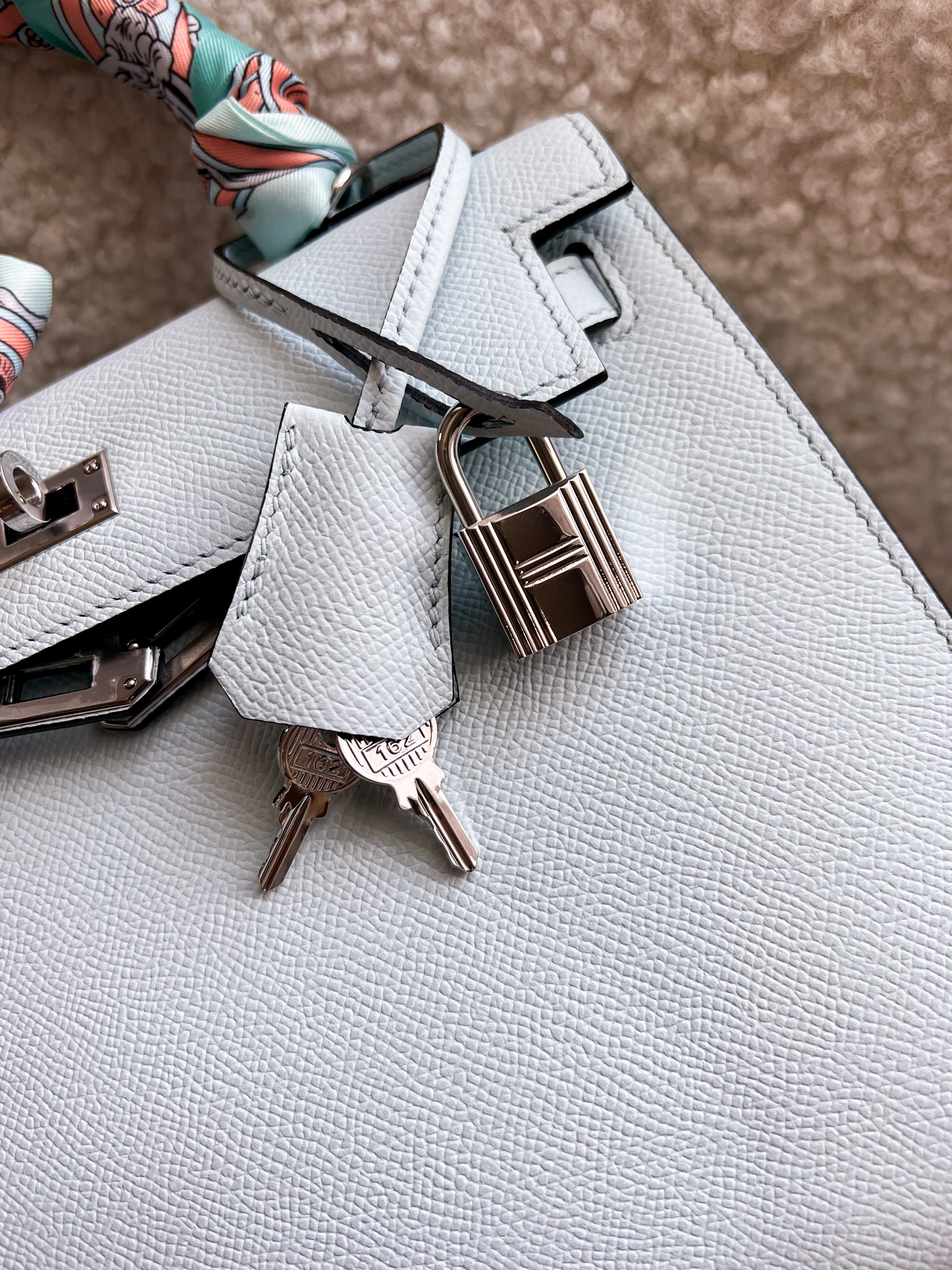 [TOP] H€RMES Kelly Epsom Leather 25cm - Blue Brume SHW - Hermes
