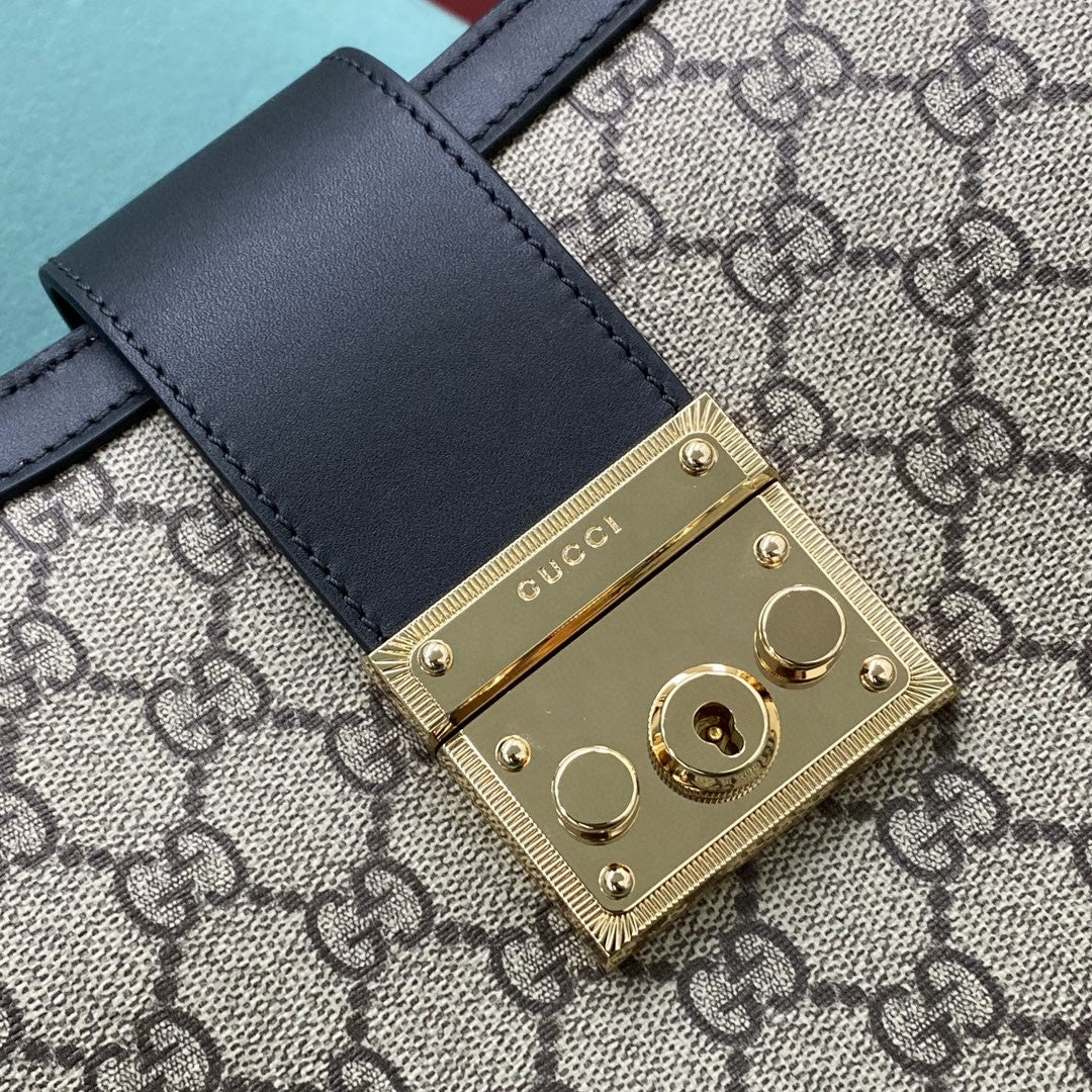 [TOP] GUCC! G*G Padlock Chain Small Tote - Black - Gucci