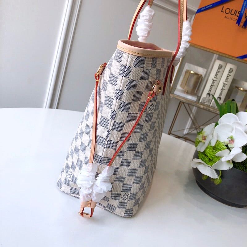 [TOP] L&V LV Damier Azur Canvas Neverfull MM - ROSE BALLERINA - LV Louis Vuitton