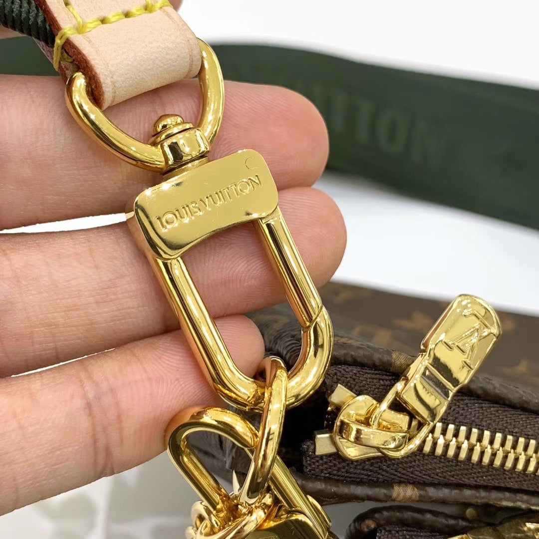 [TOP] L&V L*V Multi Pochette Accessories Bag - Green Strap - LV Louis Vuitton
