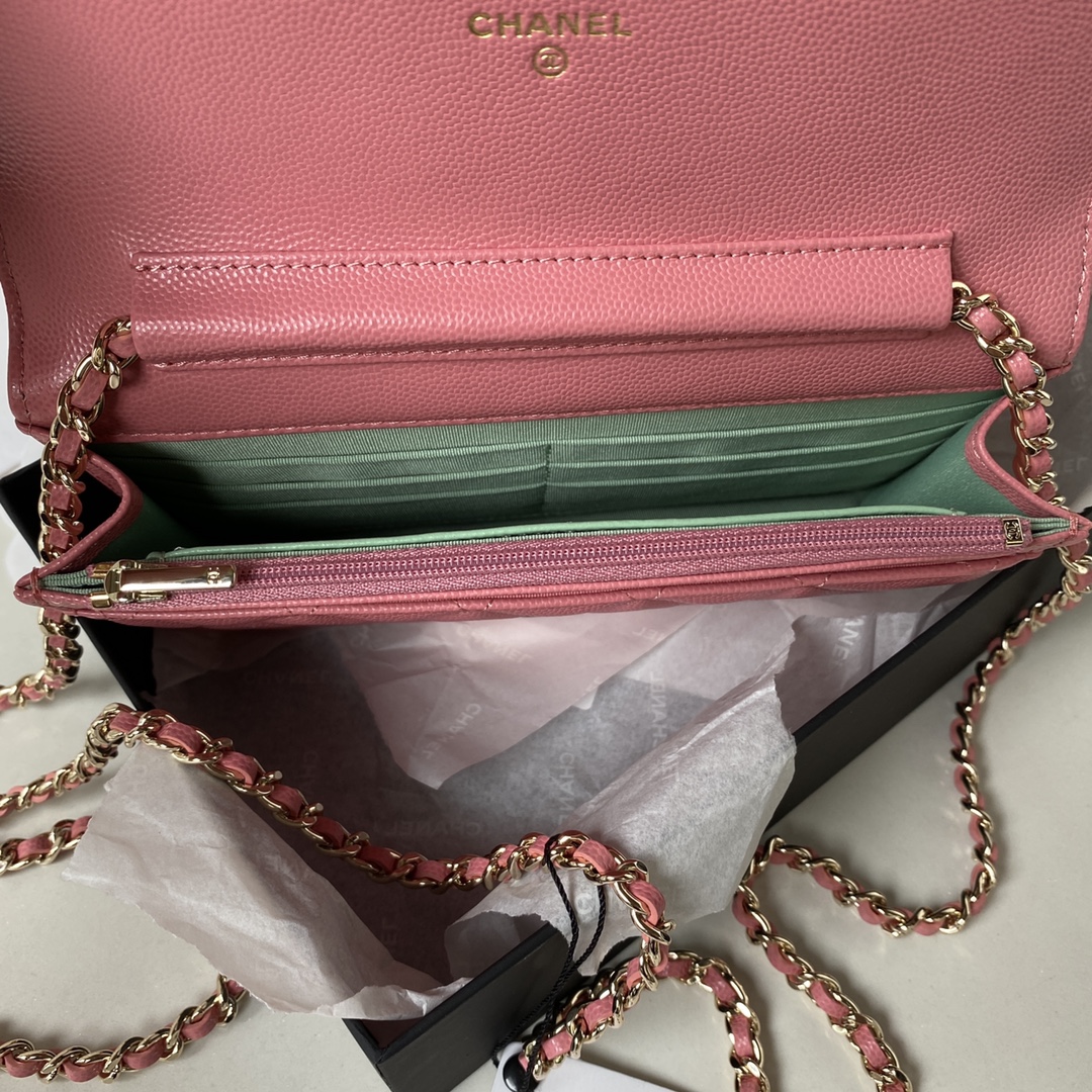 [TOP] CH@NEL WOC Bag Lychee Leather - Pink - Chanel