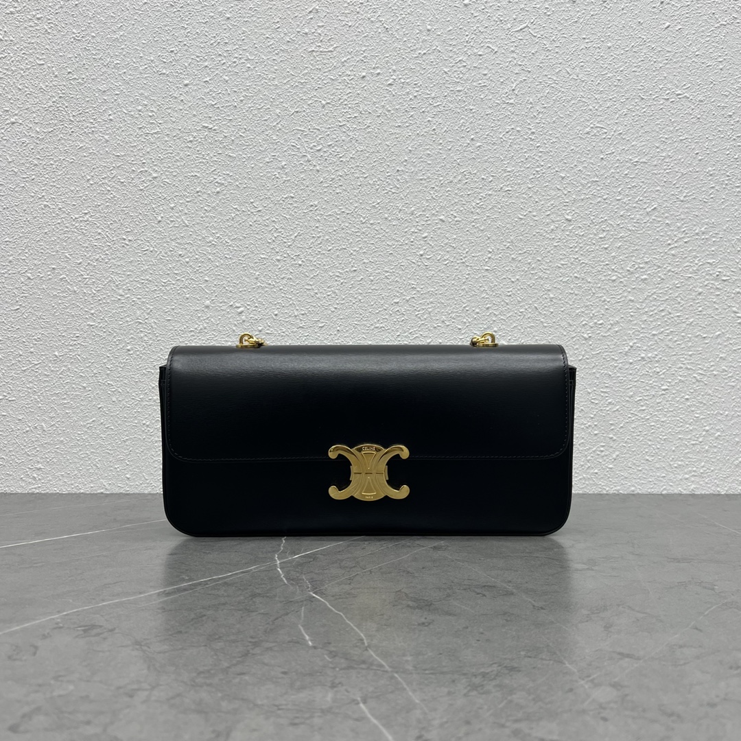 [TOP] C€LINE Triomphe Bag - GHW&SHW - Black - Celine
