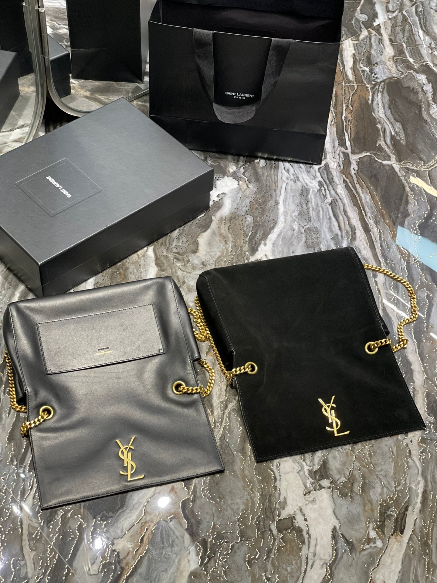 [TOP] Y$L Kate Reversible Suede Bag - Black - Ysl Yves Saint Laurent