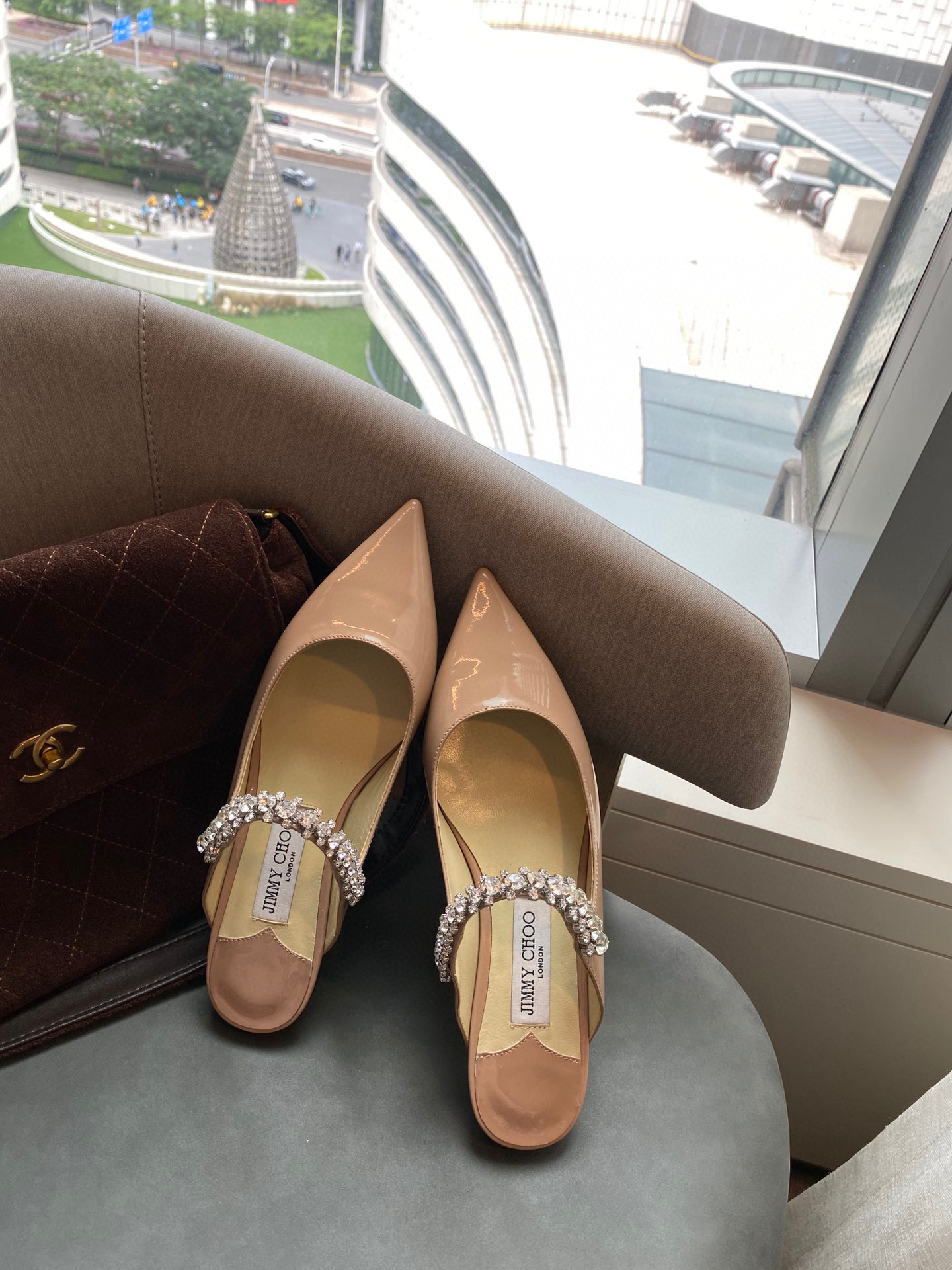 [TOP] J!MMY CHOQ Bing Flat Crystal - 4 Colours - Jimmy Choo
