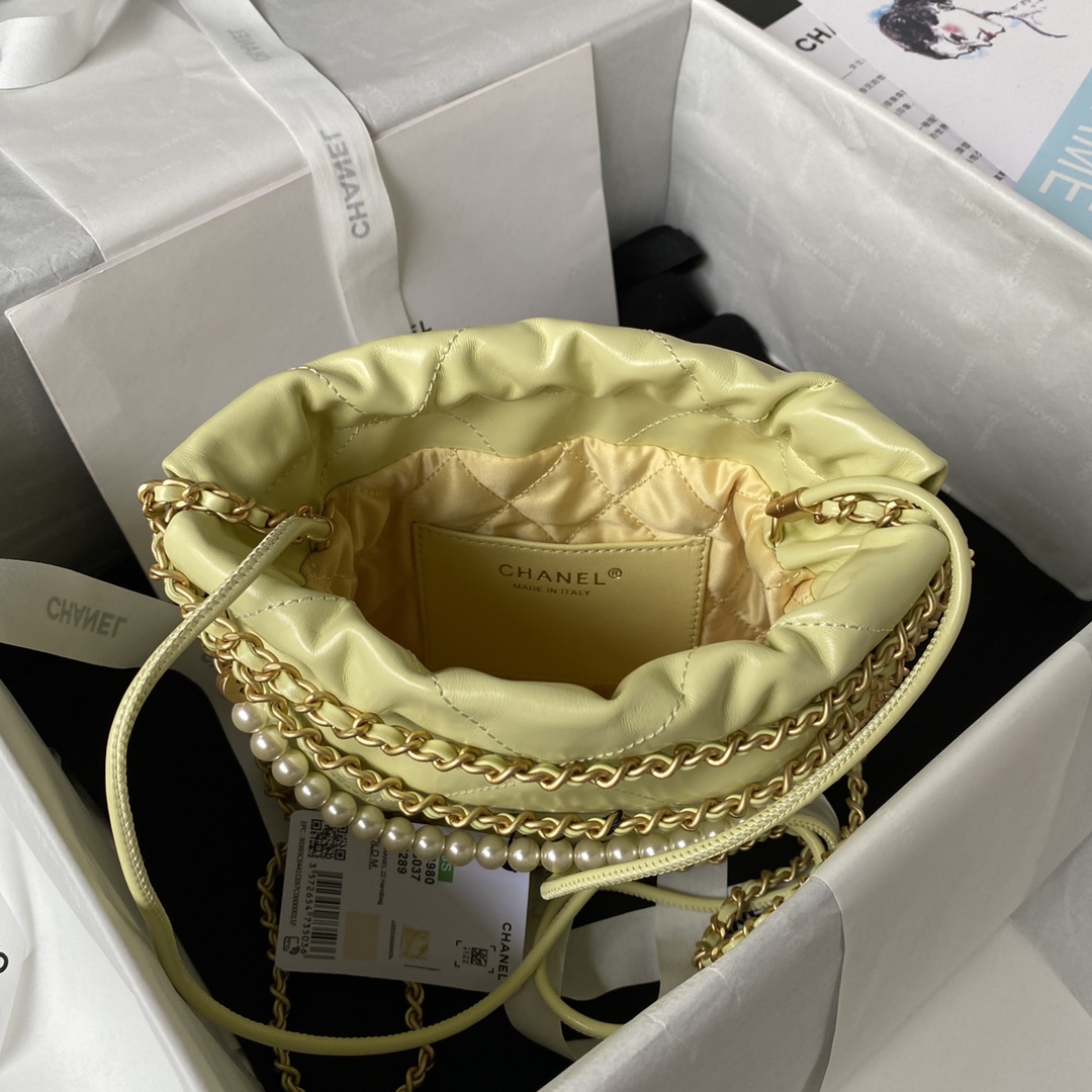 [TOP] CH@NEL 23S Mini 22 Bag - GHW - Yellow - Chanel
