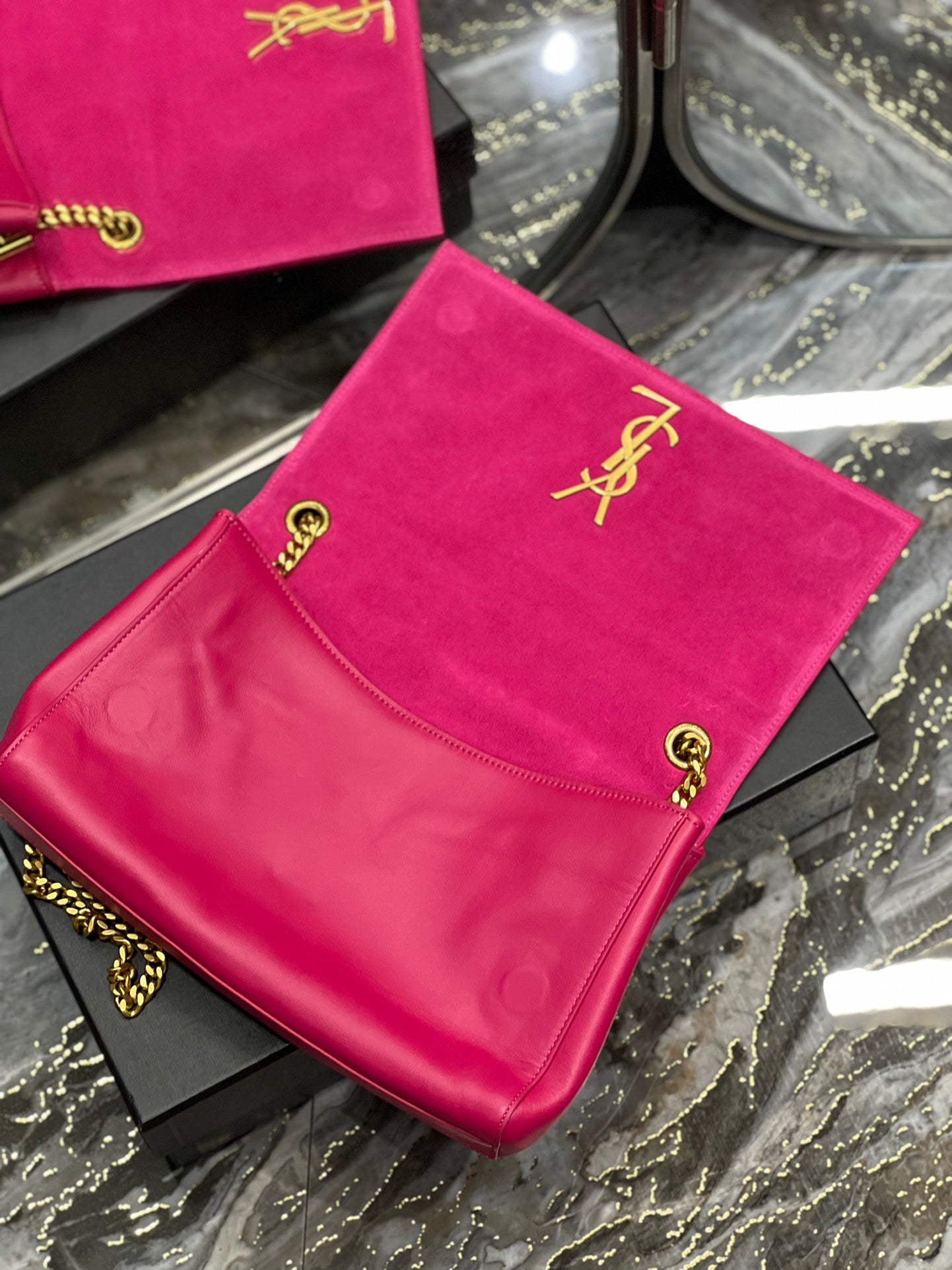 [TOP] Y$L Kate Reversible Suede Bag - Hot Pink - Ysl Yves Saint Laurent