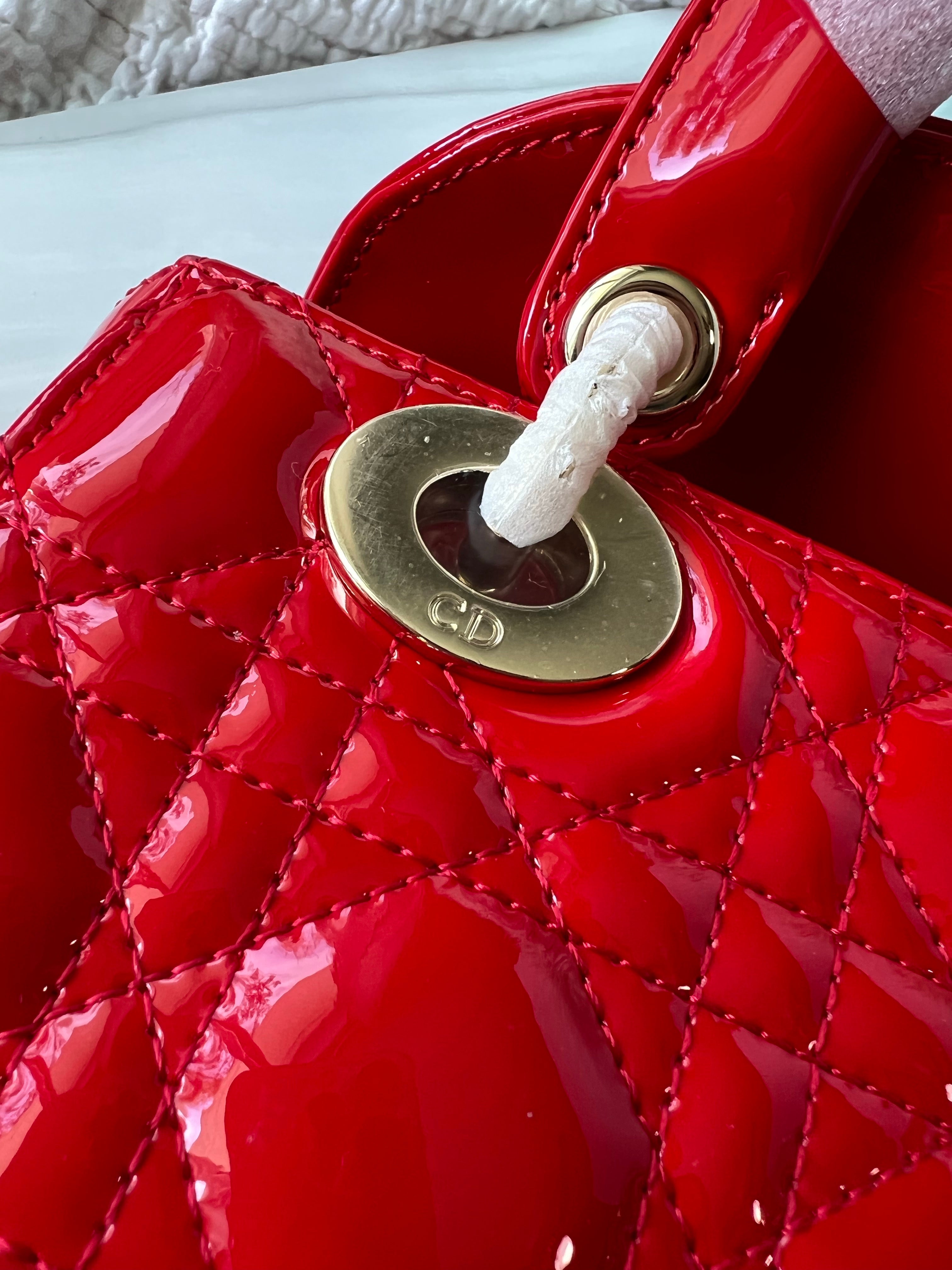 [Top] D!or Lady Christian Dior Bag Patent ABC Small - Red Cherry - Christian Dior