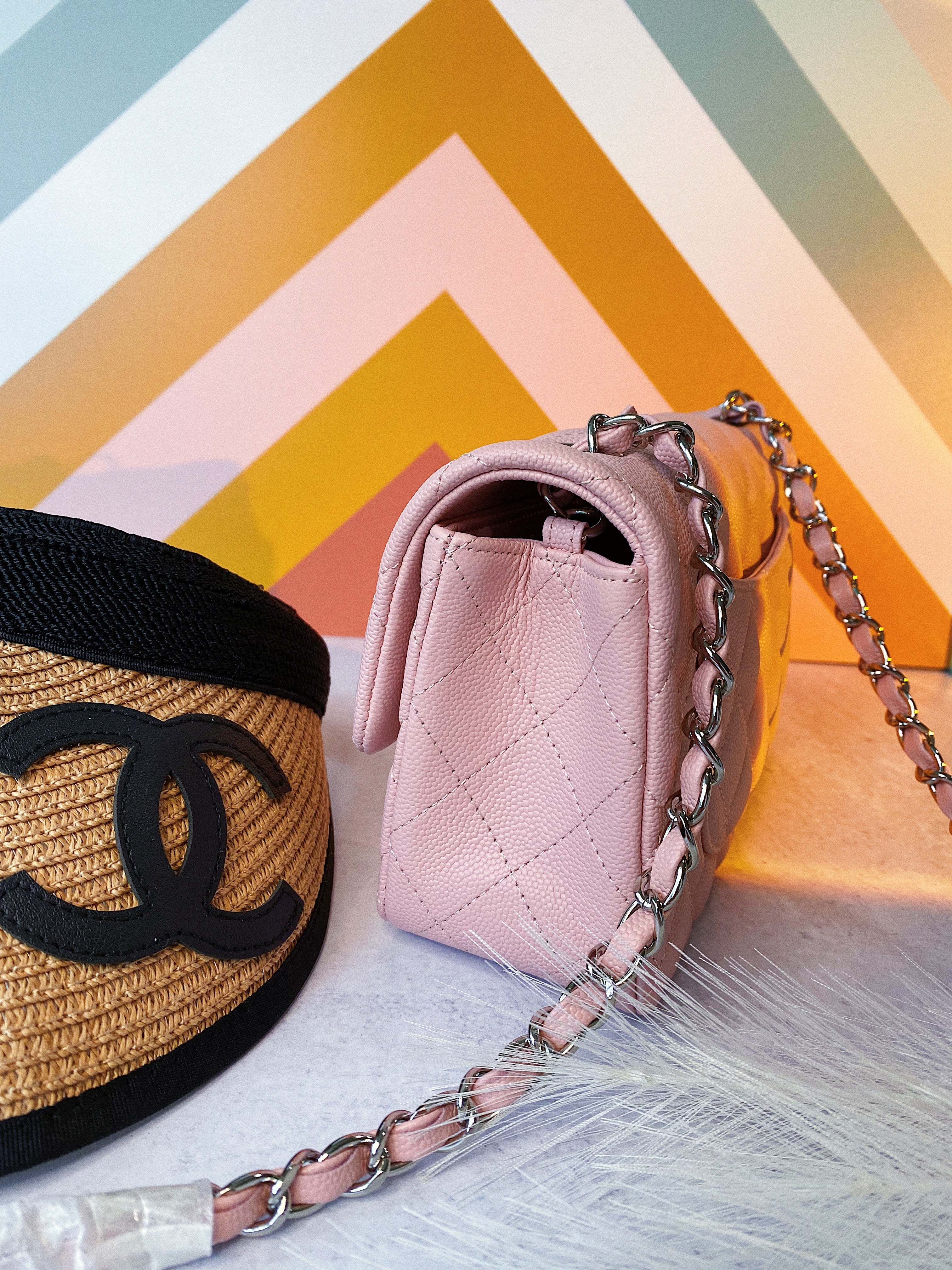 [TOP] CH@NEL Classic Flap Bag Caviar Mini 20cm - Pink & SHW - Chanel