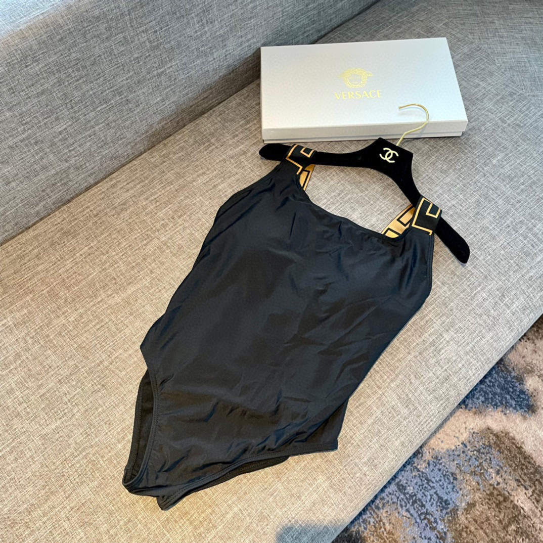 [TOP] V€RSACE Greca Border One-Piece Swimsuit - Black - Versace
