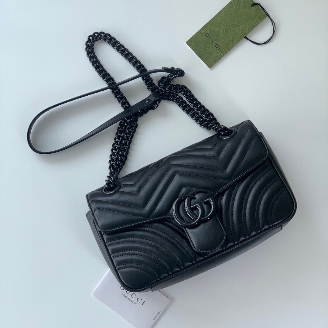 [TOP] GUCC! G*G Marmont Bag Small 26cm - All Black - Gucci