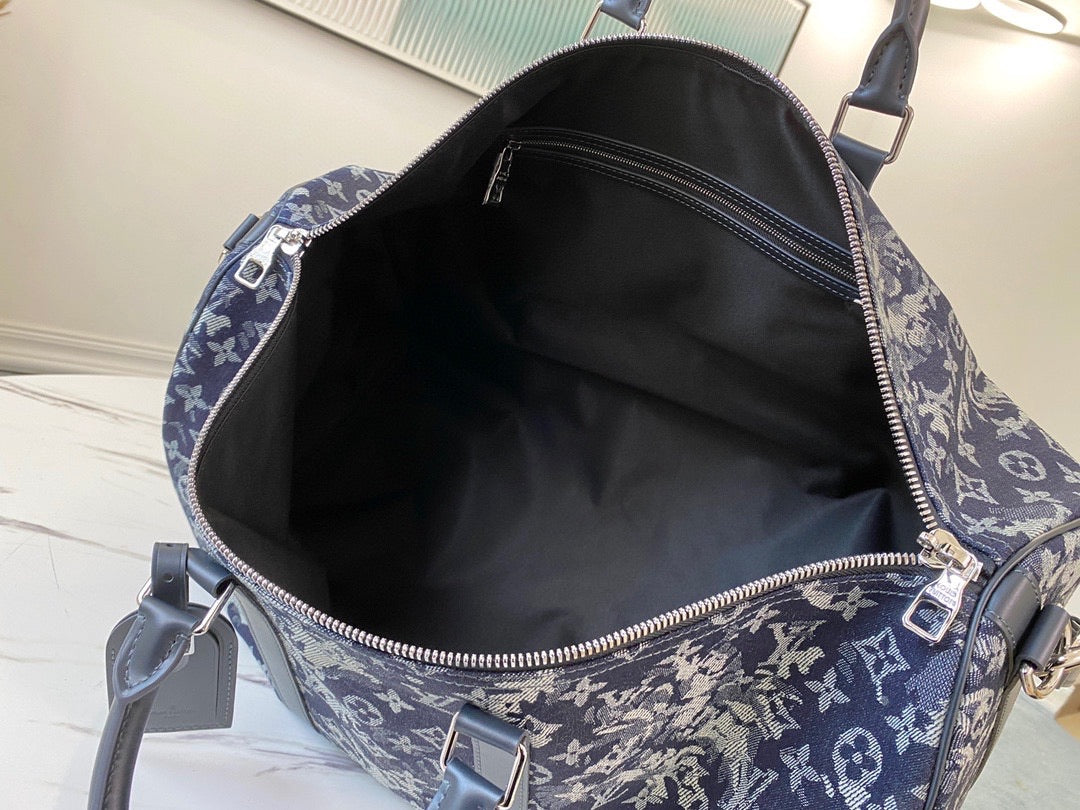 [TOP] L&V L*V Duffle Keepall Travel Bag - Virgil Denim - LV Louis Vuitton