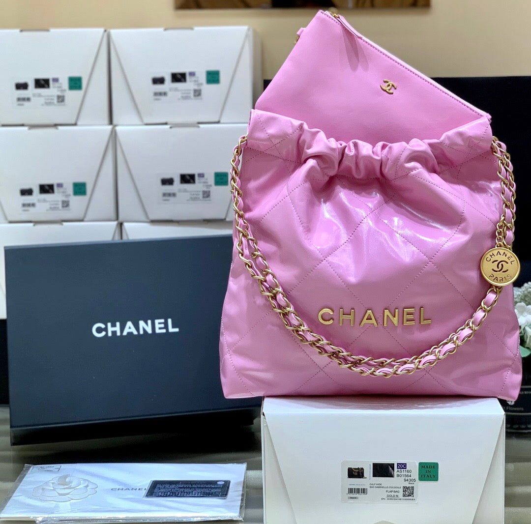 [TOP] CH@NEL 22 Bag Small 35cm - Pink & GHW - Chanel