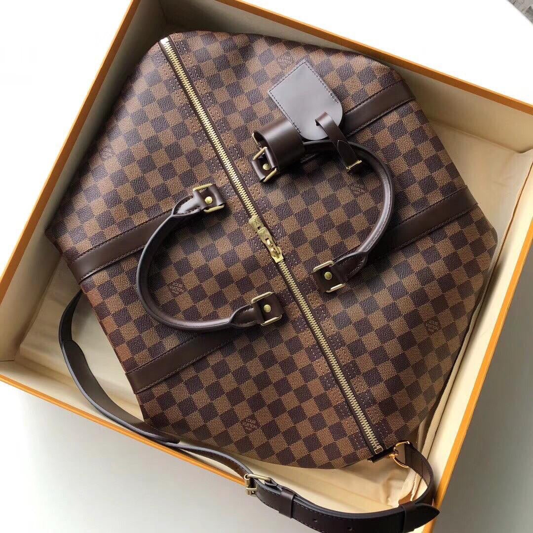 [TOP] L&V Loui$ Vu!tt0n Keepall Bandouliere Travel Bag 50CM - Damier Ebene - LV Louis Vuitton