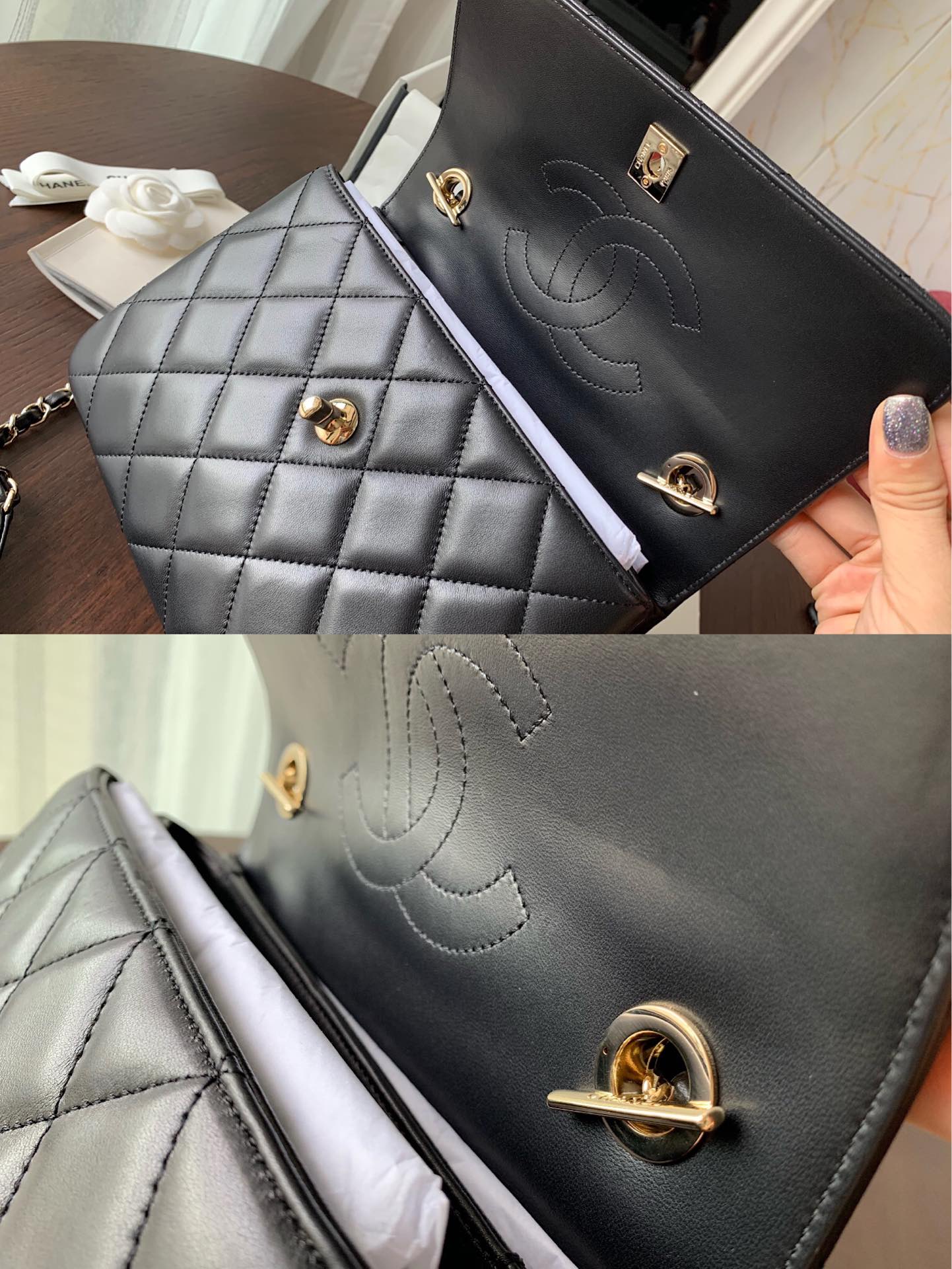 [TOP] CH@NEL Trendy Top Handle Bag - Black - Chanel