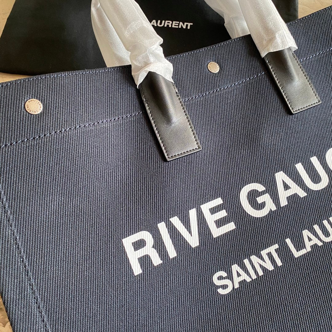 [TOP] Y$L Rive Gauche Canvas Tote Bag - Green - Ysl Yves Saint Laurent