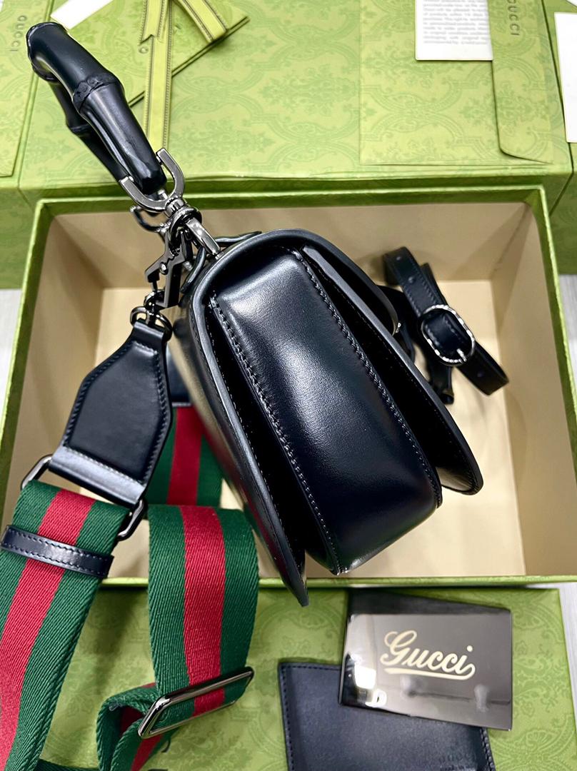 [TOP] GUCC! G*G Bamboo 1947 Small Top Handle - All Black - Gucci