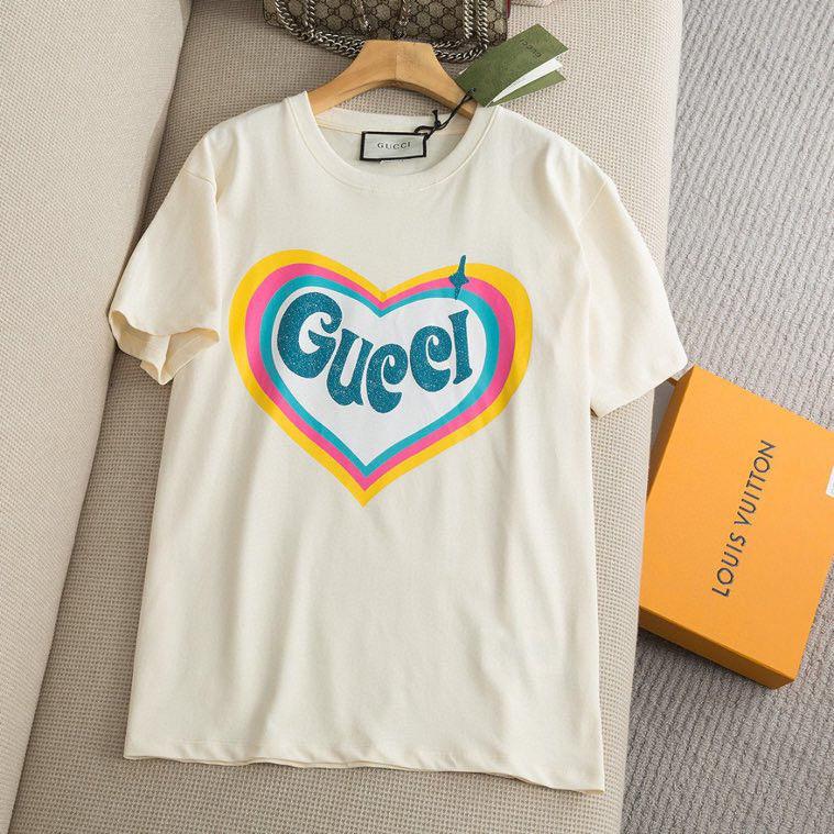 [TOP] GUCC! G*G Colorful Heart T-Shirt - Gucci