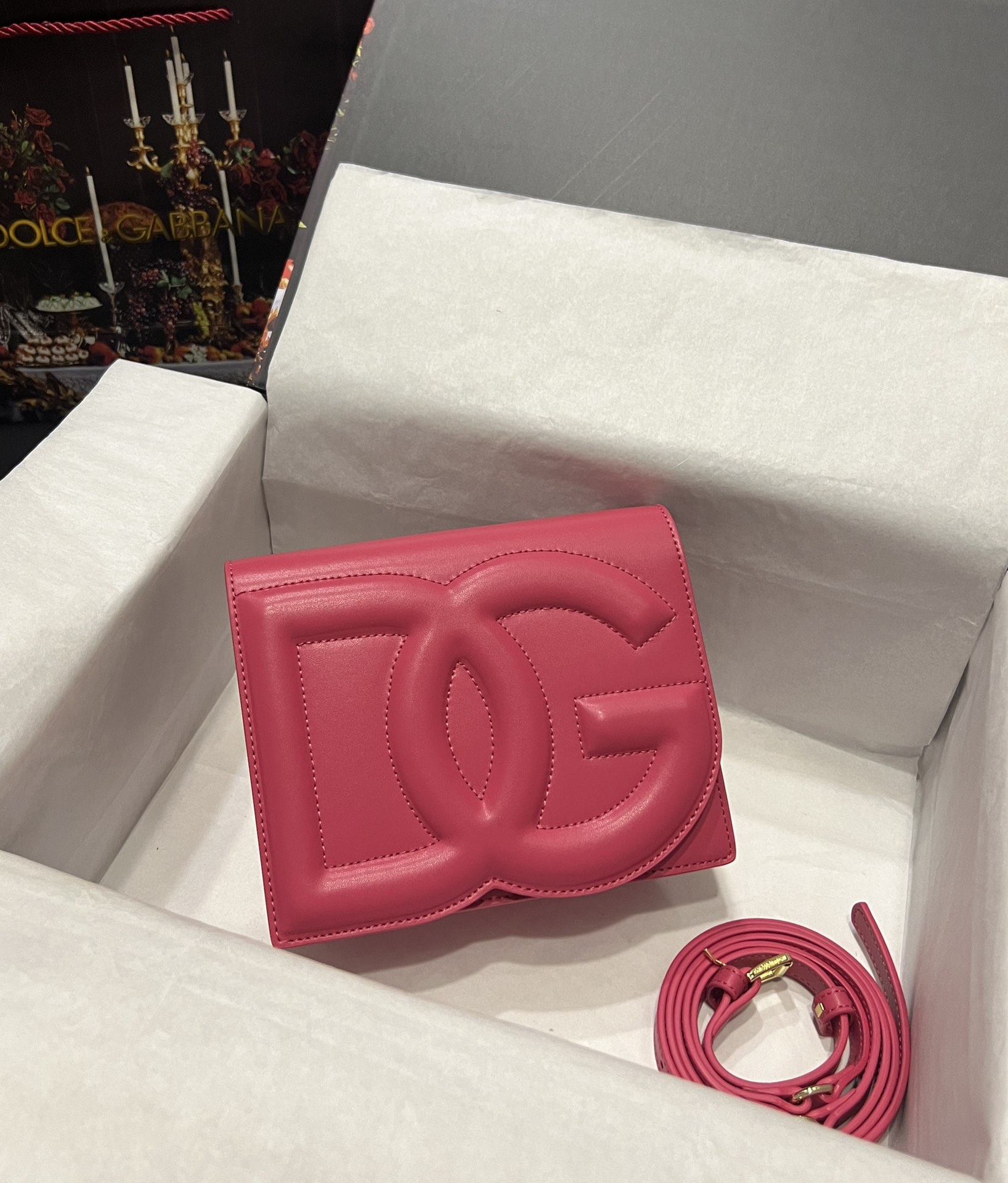 [TOP] D^G Calfskin DG Logo Bag - Pink - Dolce&Gabbana