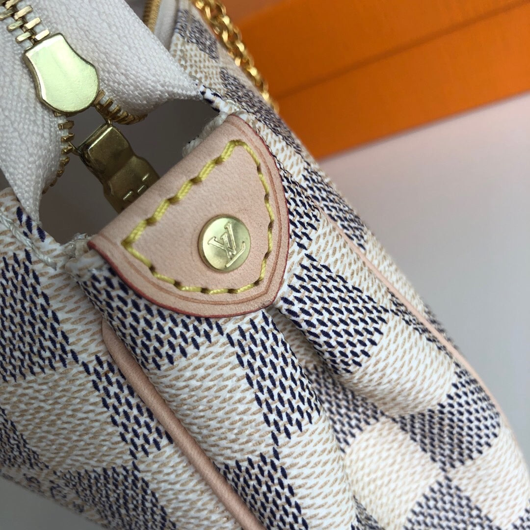 [TOP] L&V L*V Eva Clutch Bag - Damier Azur - LV Louis Vuitton