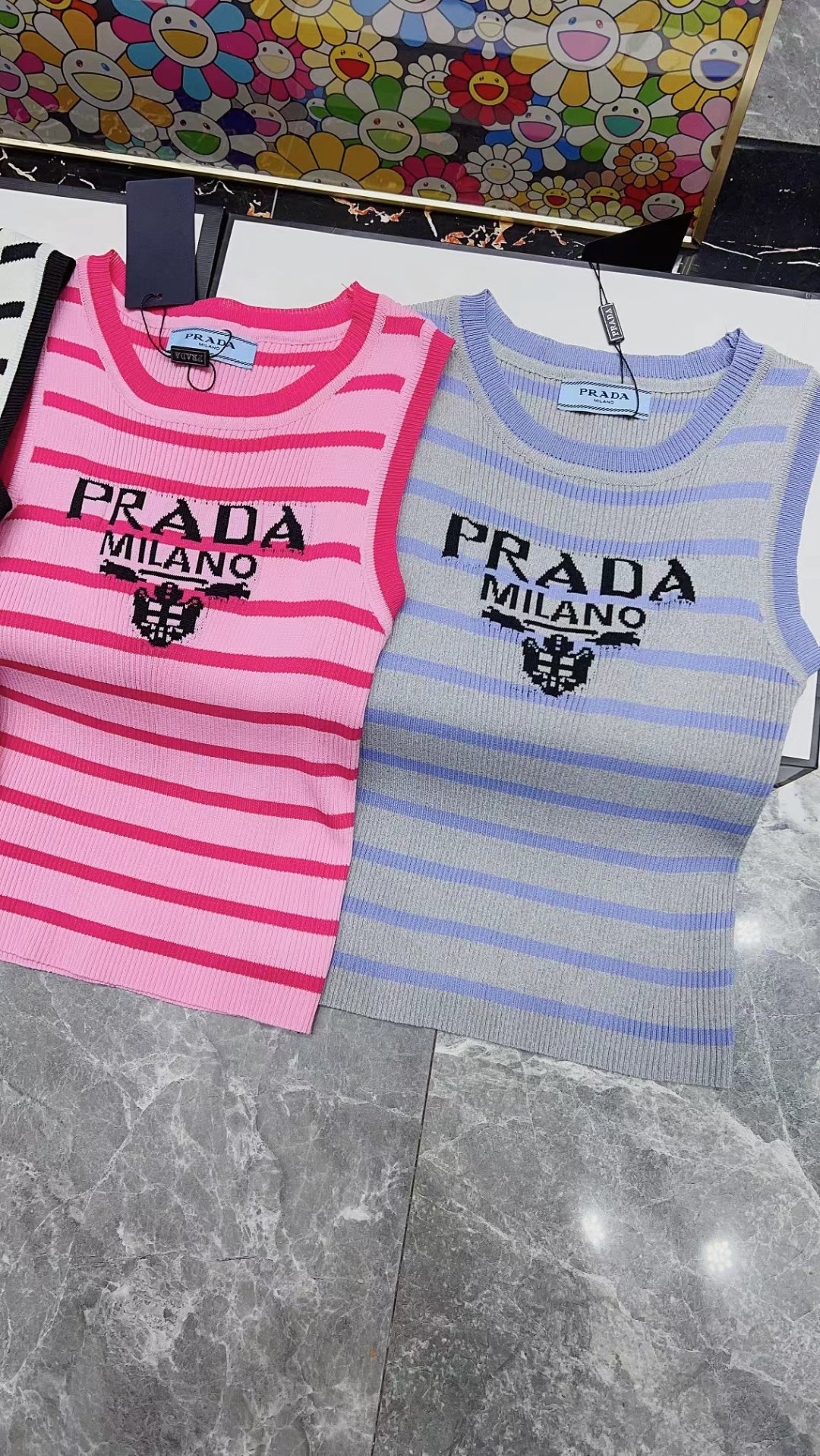 [TOP] PR@DA Striped Knitted Vest - 3 Color - Prada