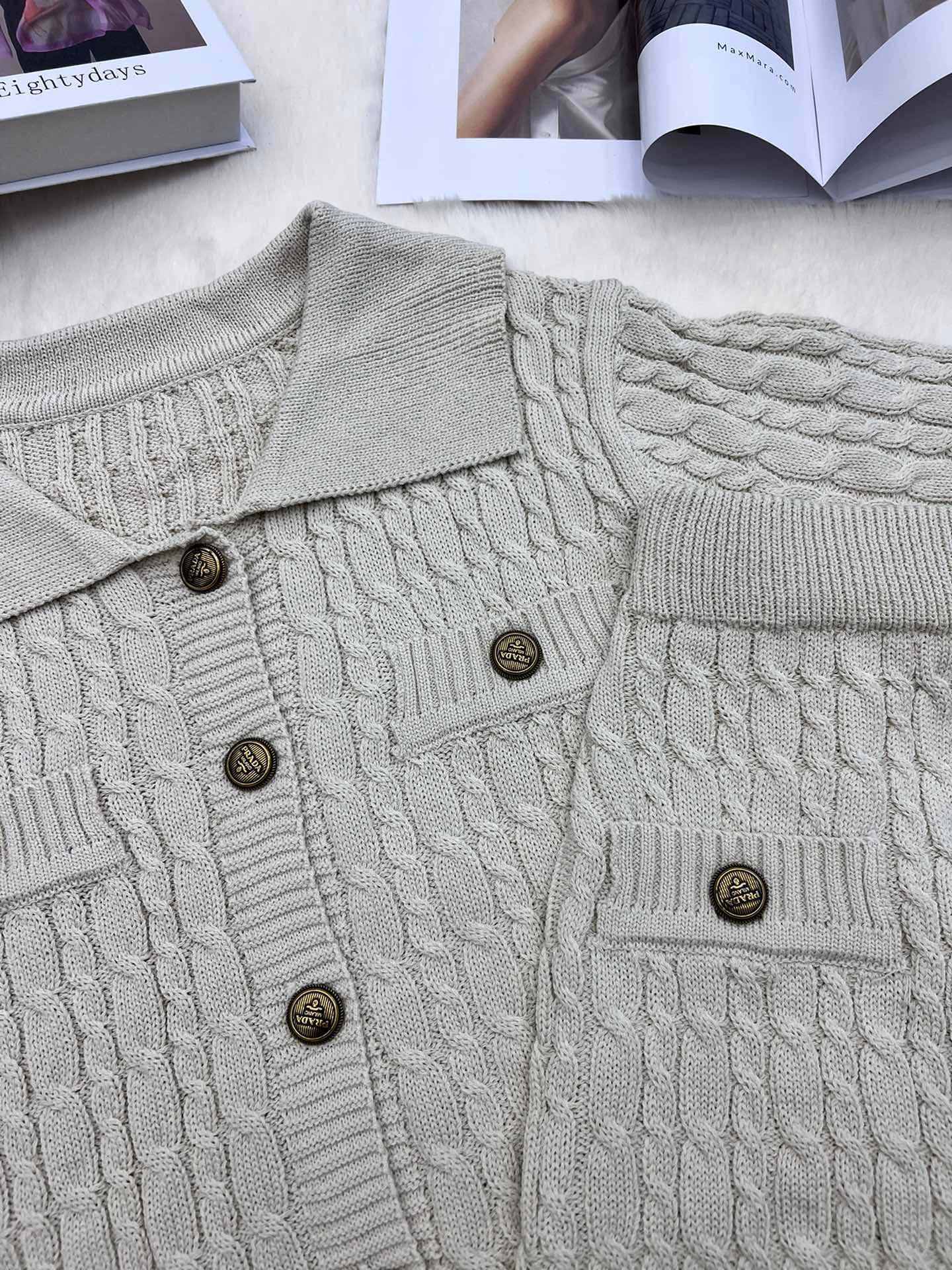 [TOP] PR@DA Knit Polo Skirt Set - beige - Prada
