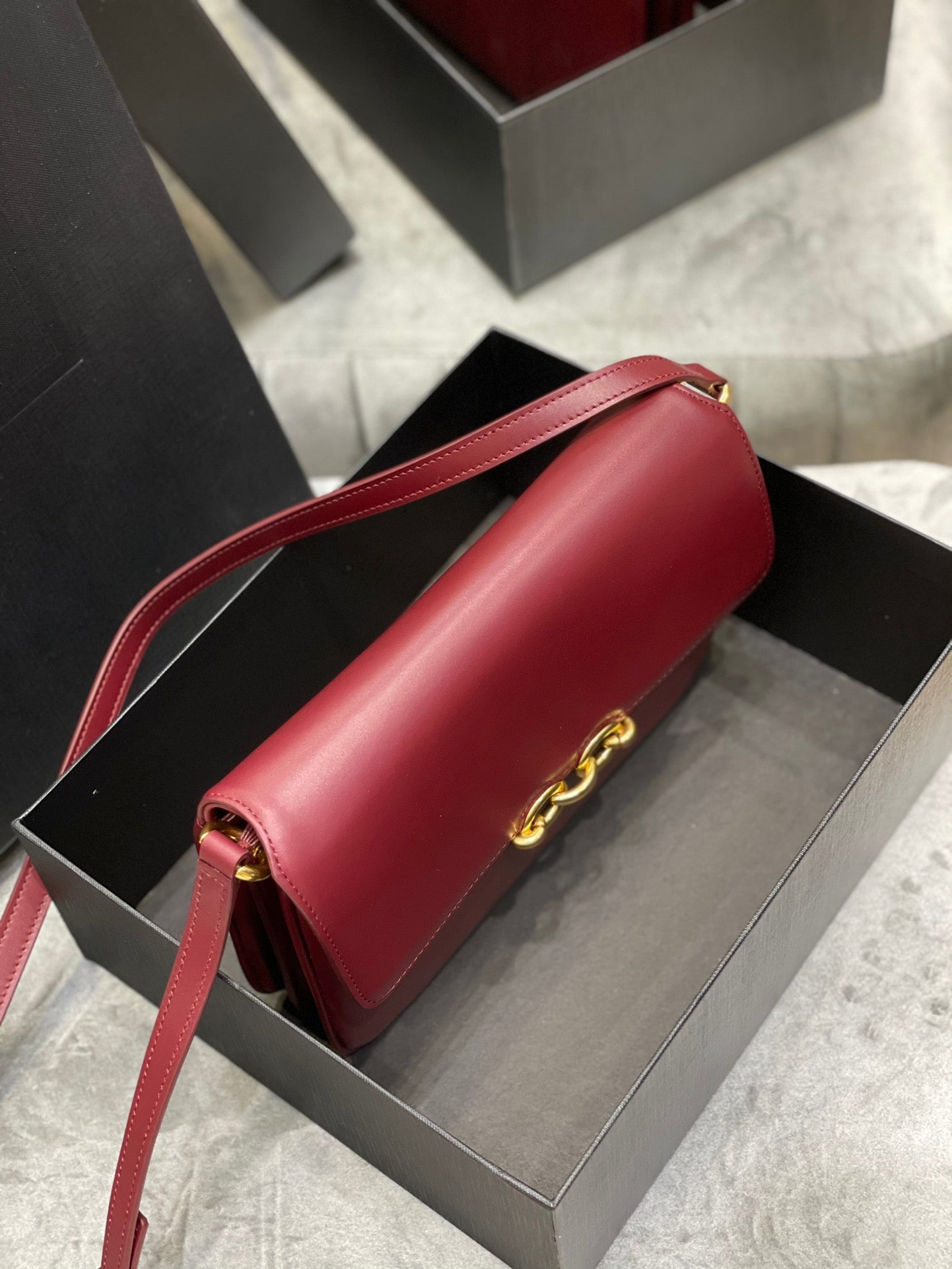 [TOP] Y$L Maillon Satchel Bag - Burgundy - Ysl Yves Saint Laurent