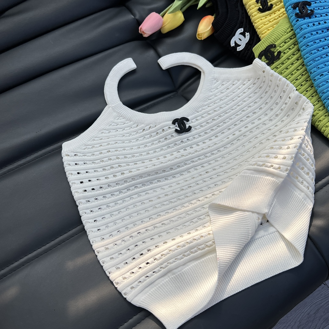 [TOP] CH@NEL Cotton Open-Knit Suspenders - 5 Color - Chanel